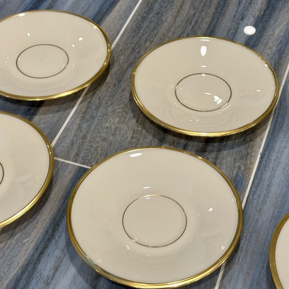 LENOX Eternal Gold Trim China Coffee Cup Saucers 6” Lot of 12. Great Condition - Picture 5 of 8